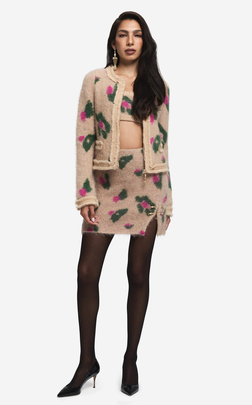 Skirt in Brushed Alpaca Blend Jacquard