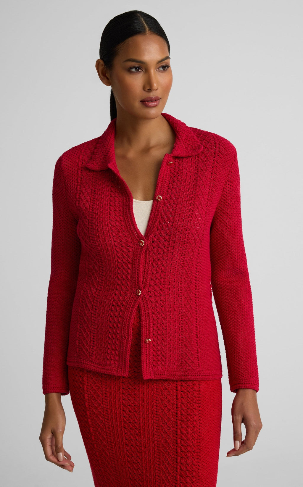 Beatrix Jacket In Cotton Crochet Knit