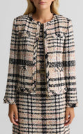 Plaid Tweed Zip Jacket