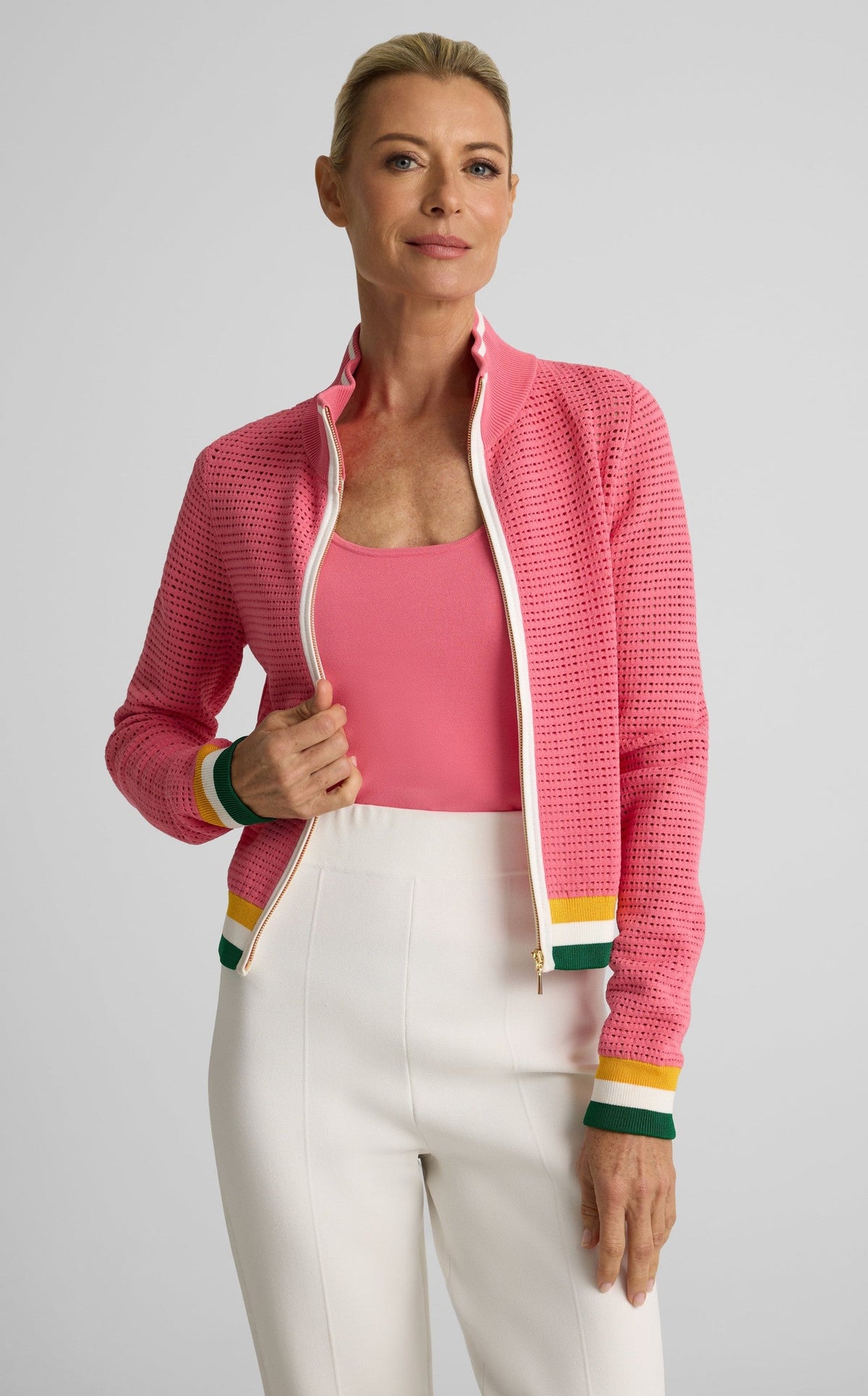 Savannah Sweater In Geometric Pointelle Knit