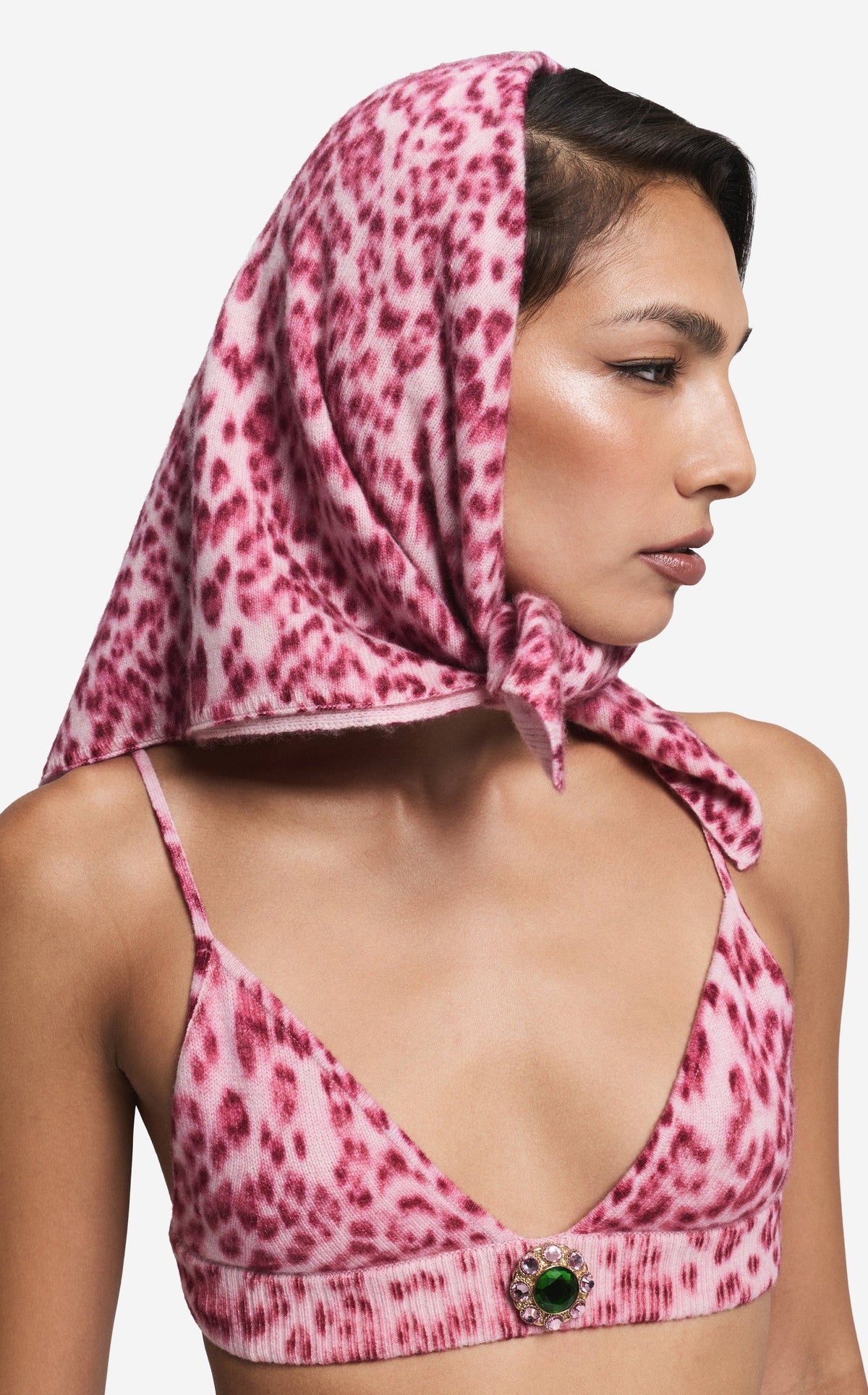 Scarf in Leopard Print Cashmere Blend