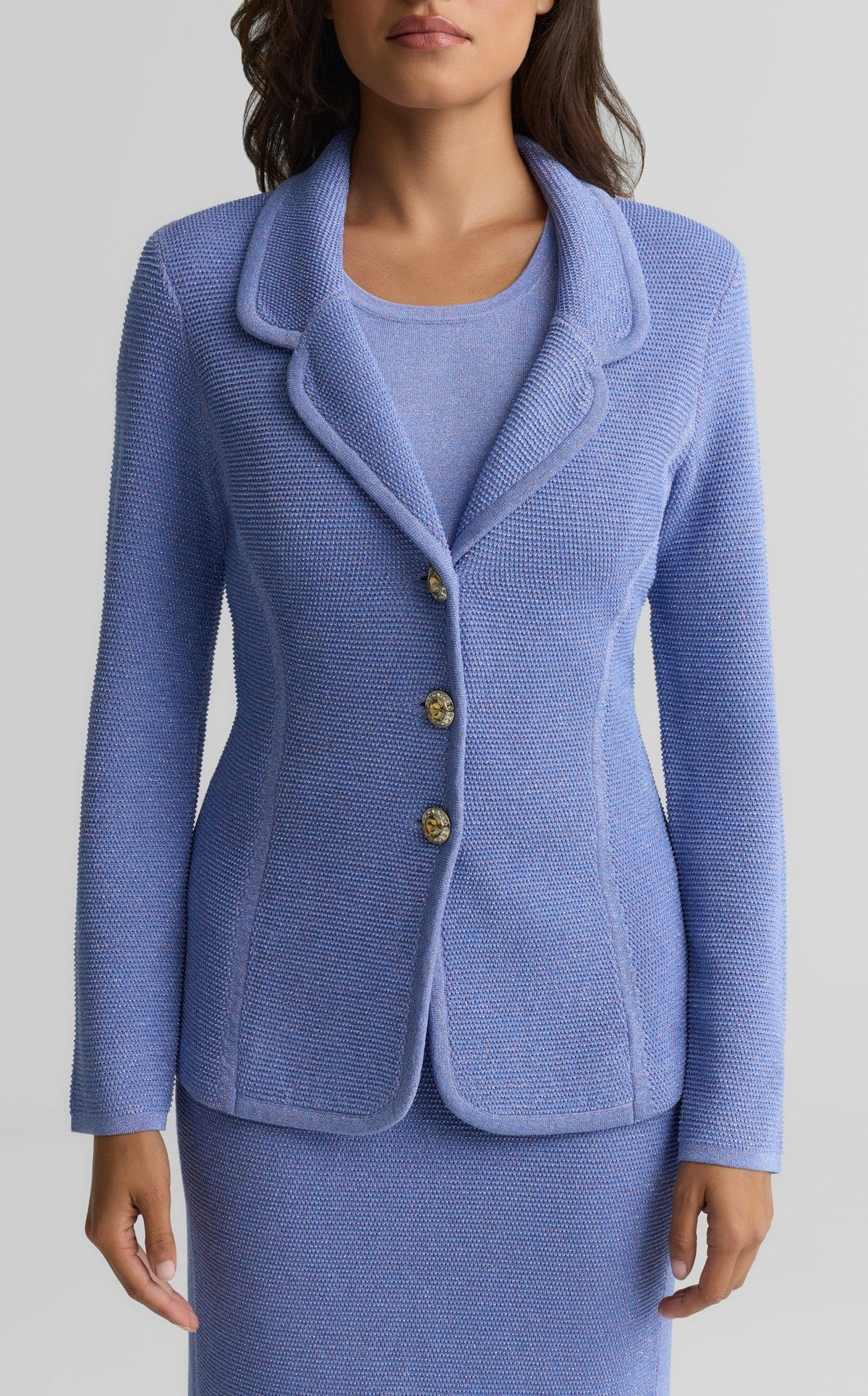 Metallic Three-Button Blazer