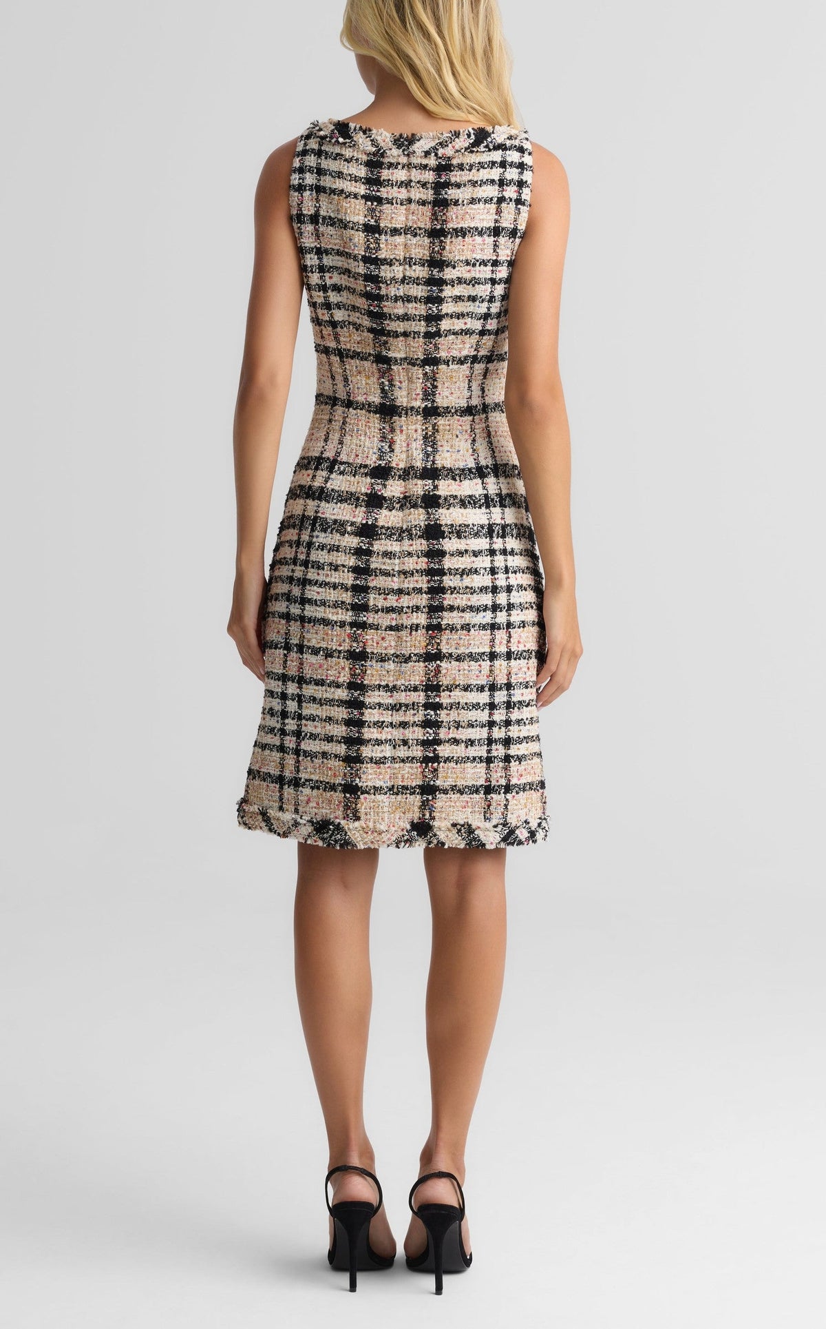 Sleeveless Plaid Tweed Dress