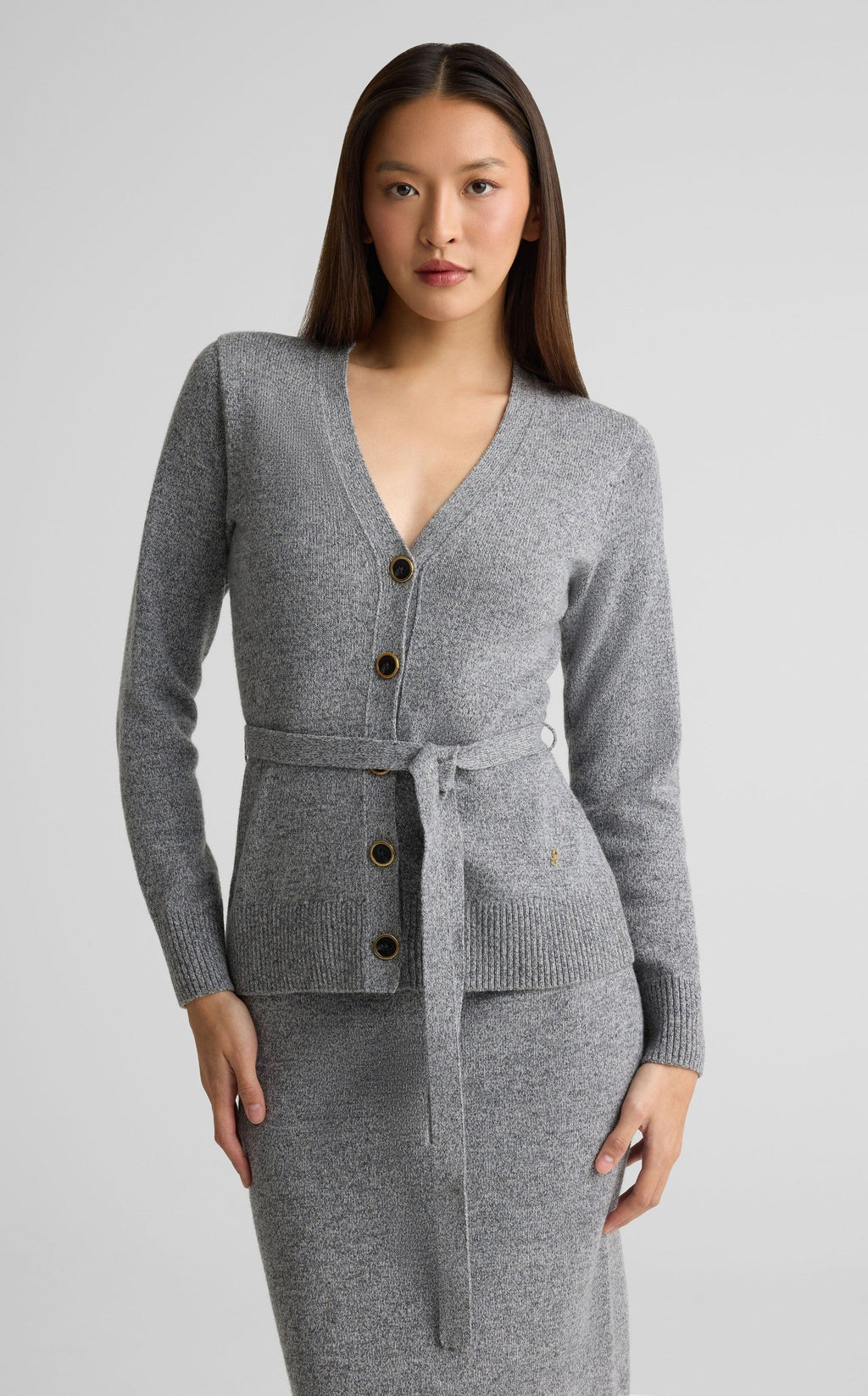 Cardigan In Wool Mouliné Knit