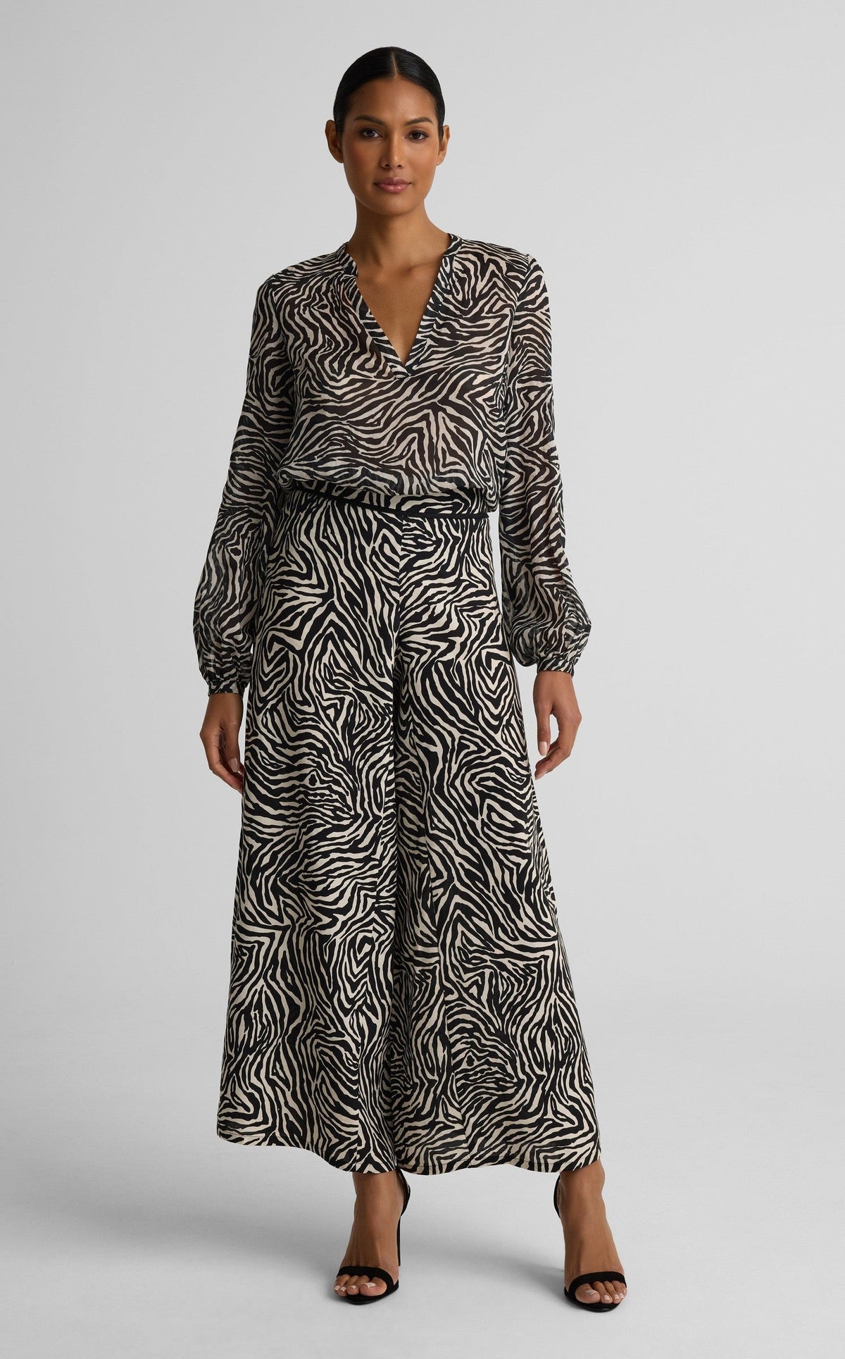 Kathleen Top In Zebra Printed Voile