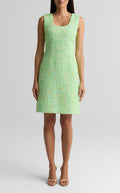 Sleeveless Scoop Neck Tweed Dress
