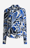 Hadley Blouse In Mid Century Scroll Print