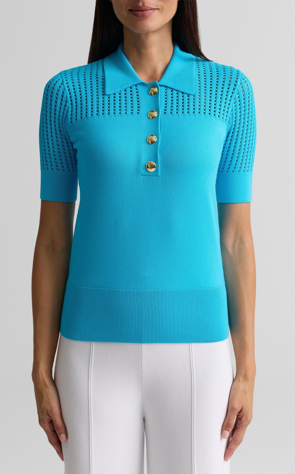 Openwork Knit Polo
