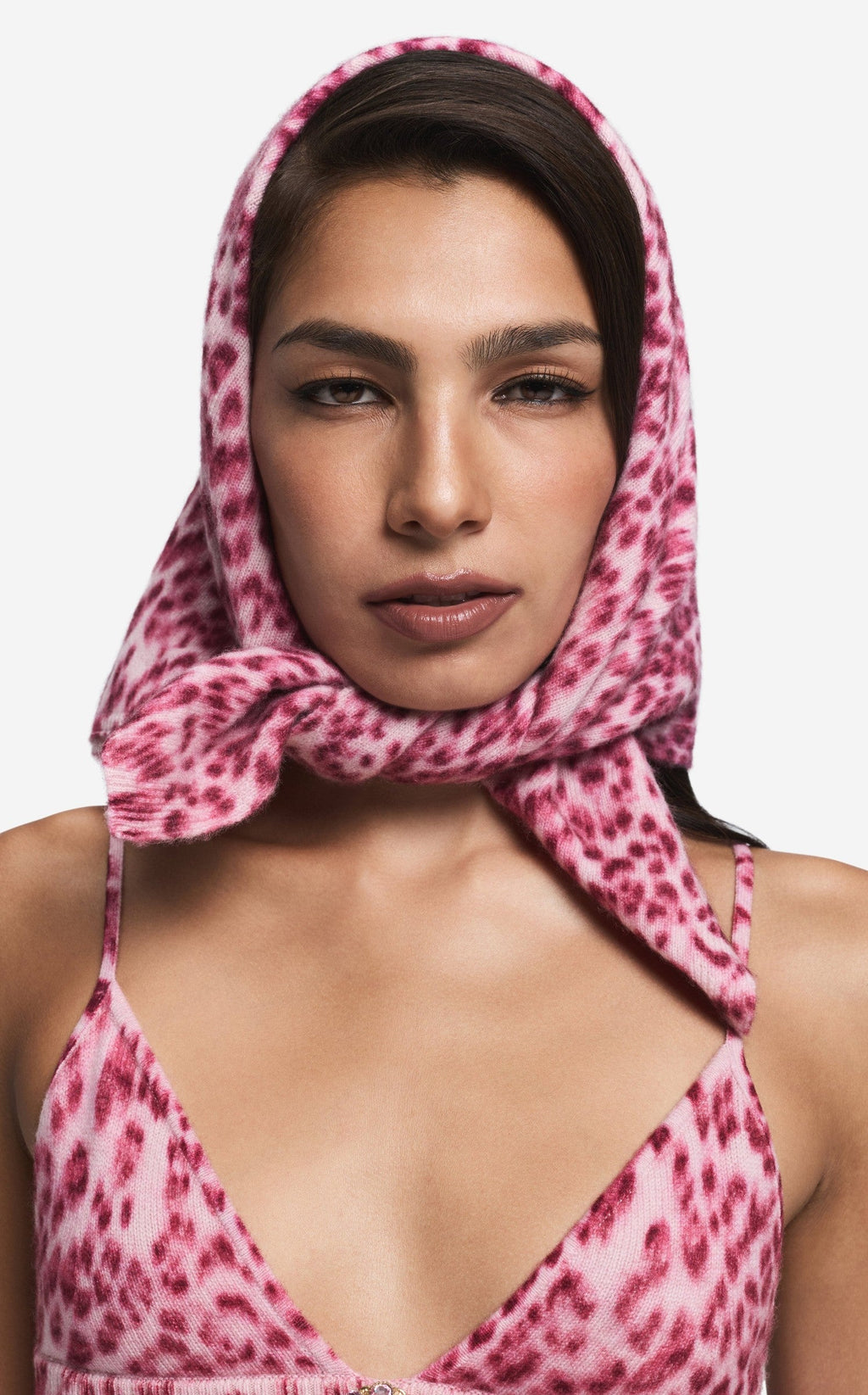 Scarf in Leopard Print Cashmere Blend