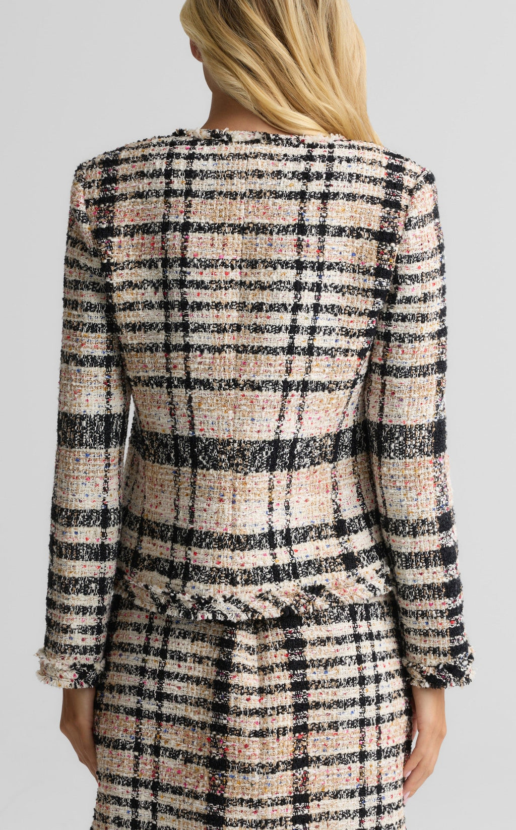 Plaid Tweed Zip Jacket