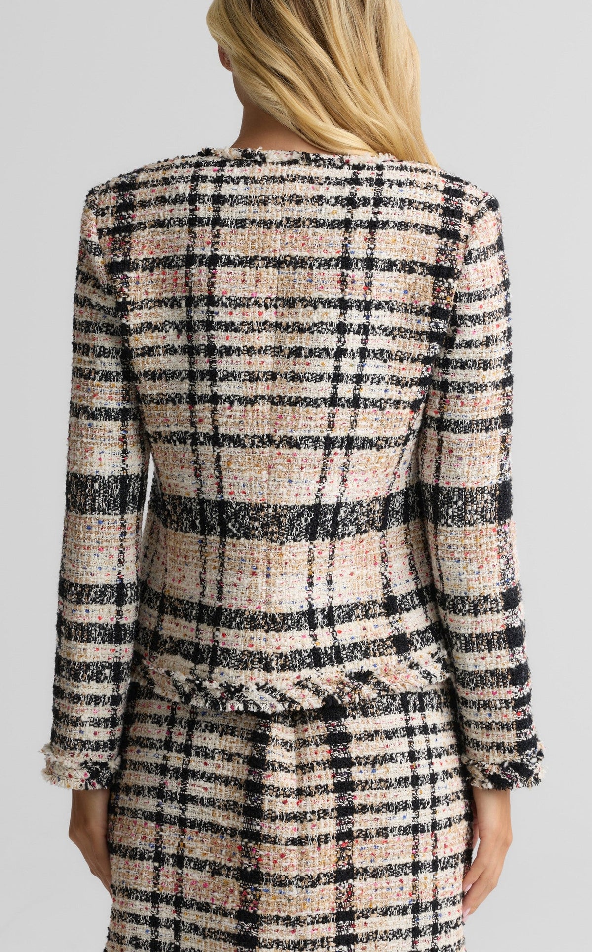 Plaid Tweed Zip Jacket