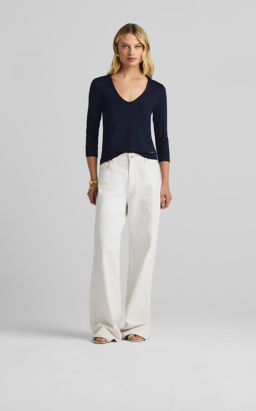 Polished Jersey V-Neck Top