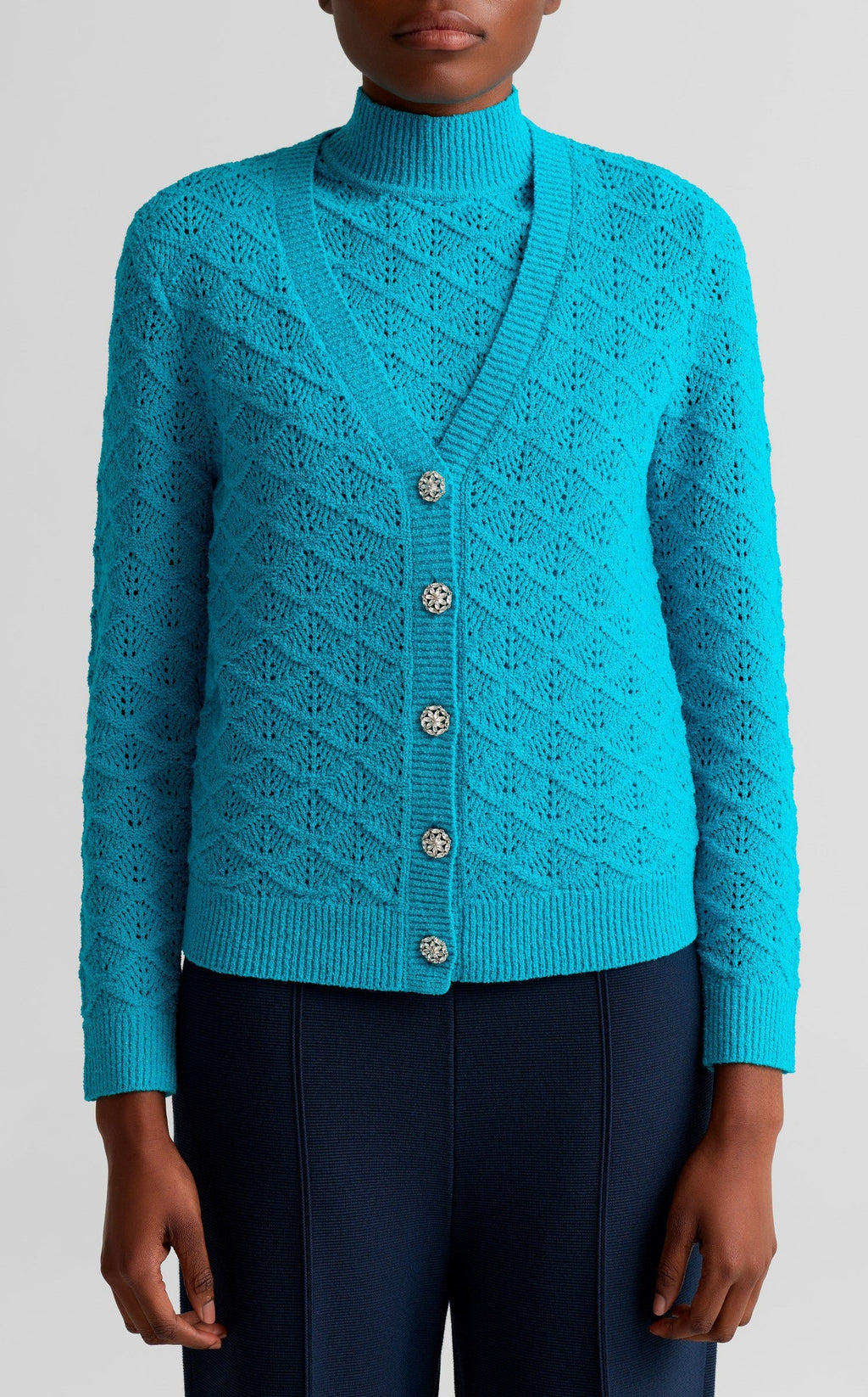 Pointelle V-Neck Cardigan