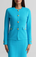 Piqué Knit Crew Neck Jacket