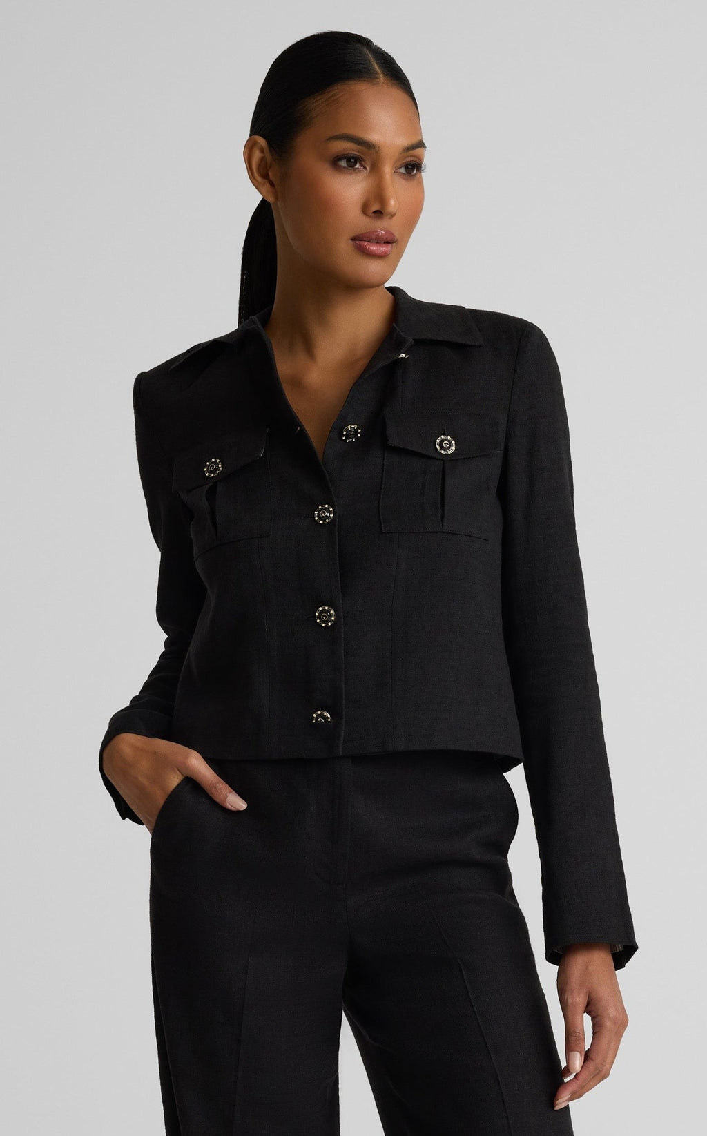 Caroline Jacket In Stretch Linen Twill