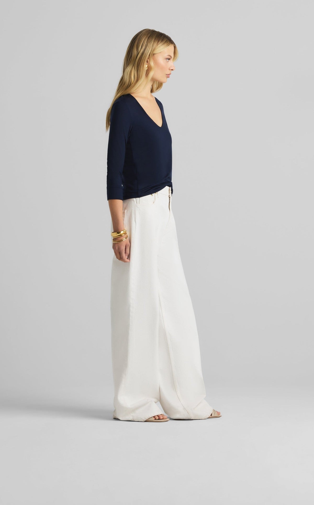 Polished Jersey V-Neck Top
