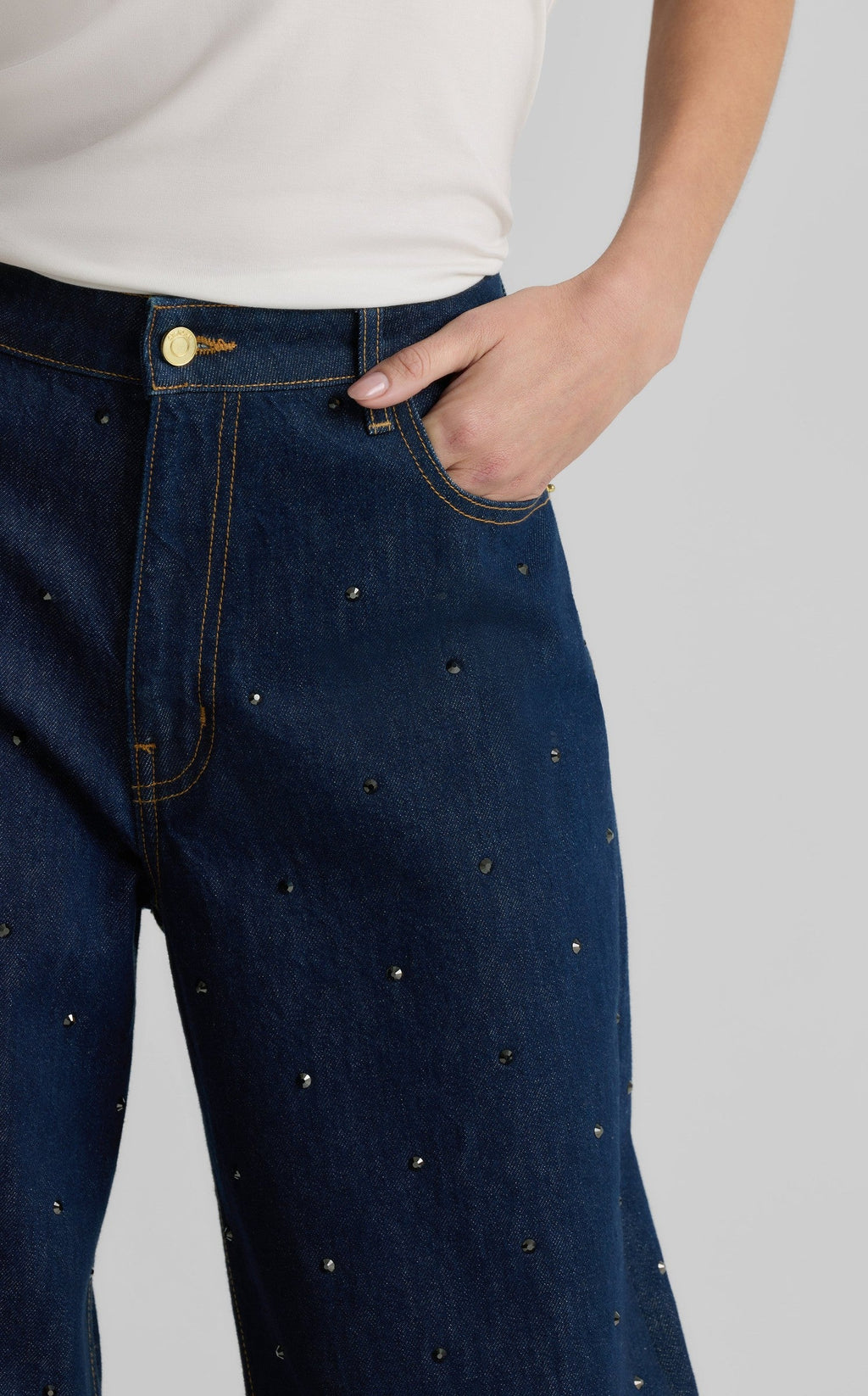 Aaliyah Rhinestone Embellished Denim