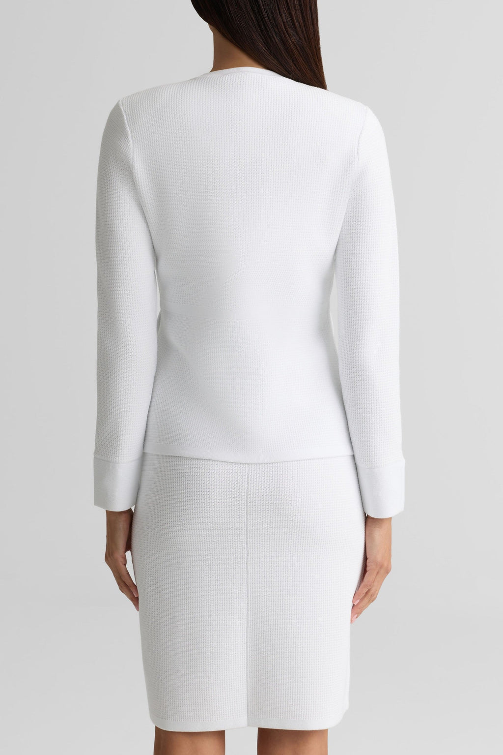 Piqué Knit Crew Neck Jacket