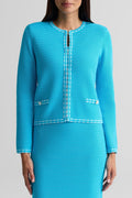 Ticking Trim Crew Neck Jacket