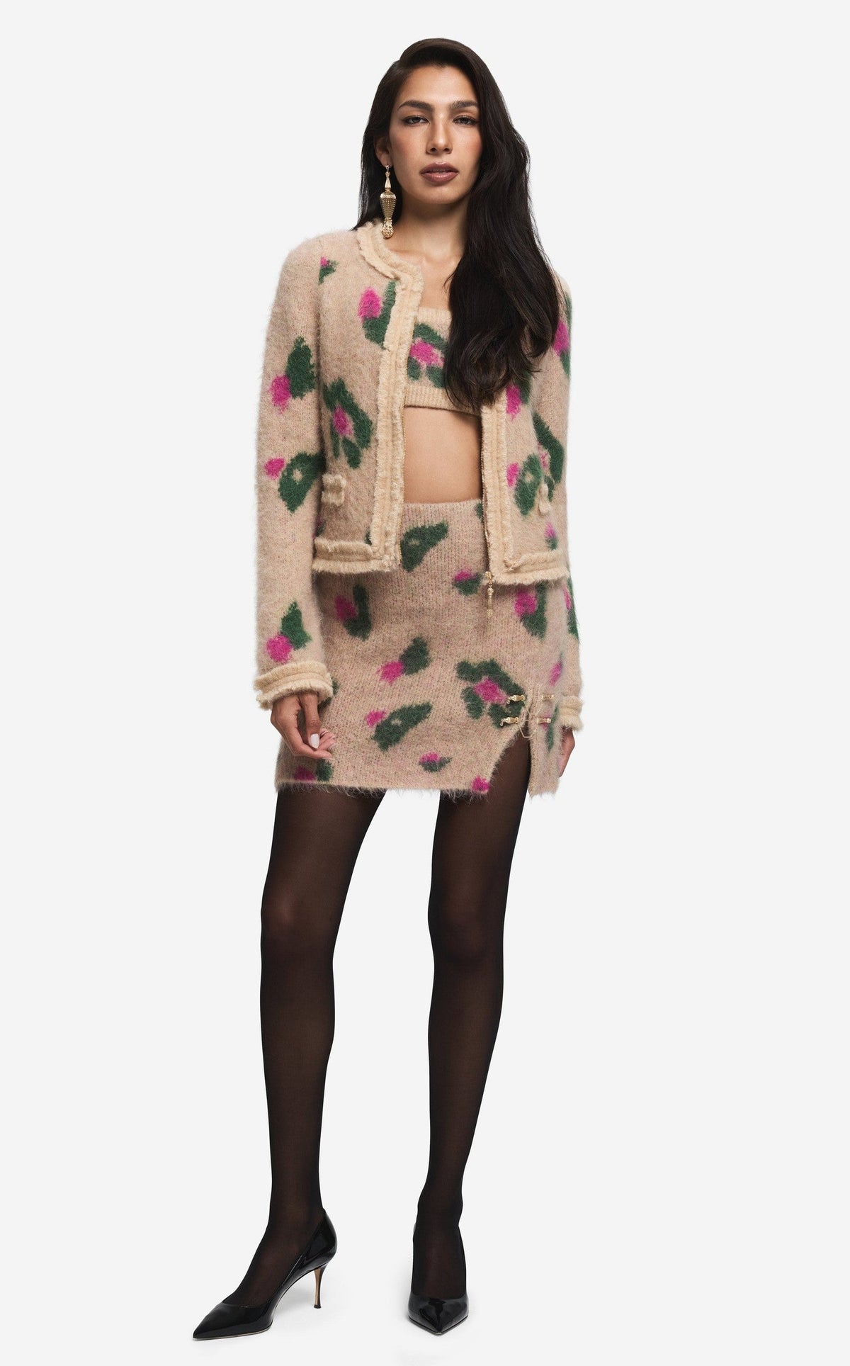 Skirt in Brushed Alpaca Blend Jacquard
