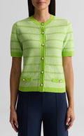 Striped Short Sleeve Cardigan