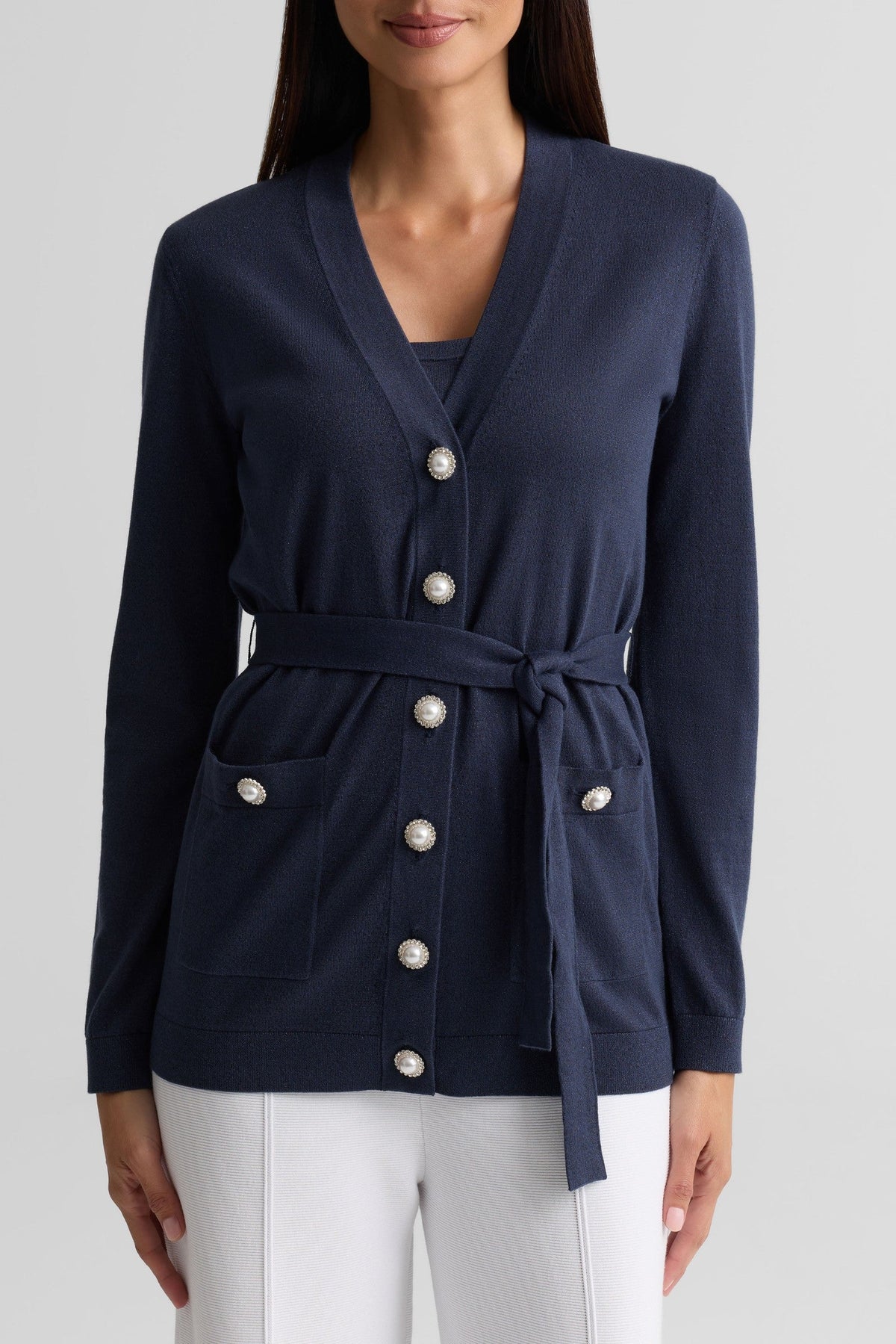 Belted V-Neck Cardigan